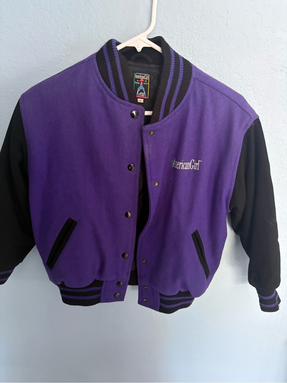 American Girl Black Quilted Jacket with Colorful Logo
